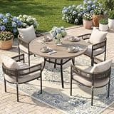 VICLLAX Patio Dining Set for 4-40.6" Round Table & Cushioned Wicker Seats