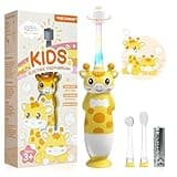 ReDISEN Toddler Electric Toothbrush, Baby Ages 3+ Battery Powered with Unique 360 Brush Head, Gentle Soft Bristles with Timer and LED Light, Vibrating Kids Toothbrush for Girls Boys (Giraffe)