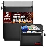 JUNDUN 2-Pack Fireproof Document Bags – 8.5"x6" 12-Layer Heat Insulation Money Bag for Cash, Passports, Cards – 15"x11" Dual-Zip Fire proof Storage Pouch for Important Papers, Valuables