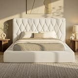 ADORNEVE Upholstered Cloud Bed Frame Queen with 5.9" Headboard, Fully Cushioned Platform Bed, Soft Rounded Corners & Noise-Free for Master Bedroom/Guest Room,15-Min Easy Assembly, Cream