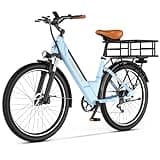 Aoango 750 Peak Electric Bike for Adults, up 80 Miles Removable Battery Ebike, 26" Electric Bike with 7-Speed, Adult Electric Bicycles for Commute Beach Snow White Womens All Terrain