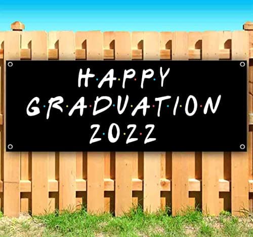 Happy Graduation 2022 Banner 13 oz | Non-Fabric | Heavy-Duty Vinyl Single-Sided With Metal Grommets | Graduation, School, Diploma, College, Senior