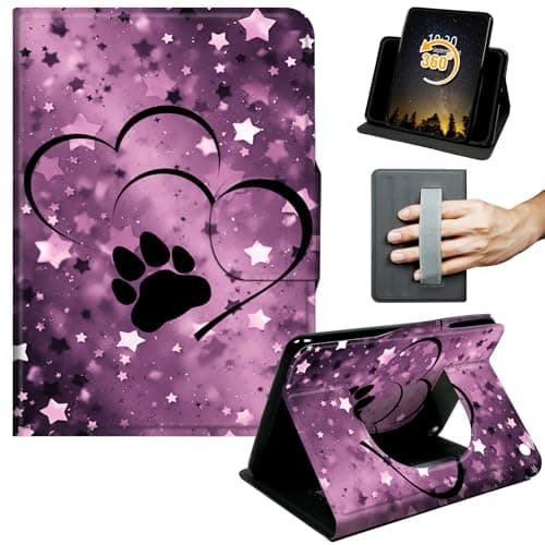 Case for Amazon Kindle Fire HD 8 & 8 Plus Tablet (12th/10th Generation,2024/2022/2020 Release) 8",360 Degree Rotating Stand Smart Cover Auto Wake Sleep & Hand Strap,Shining Bear Paw Love