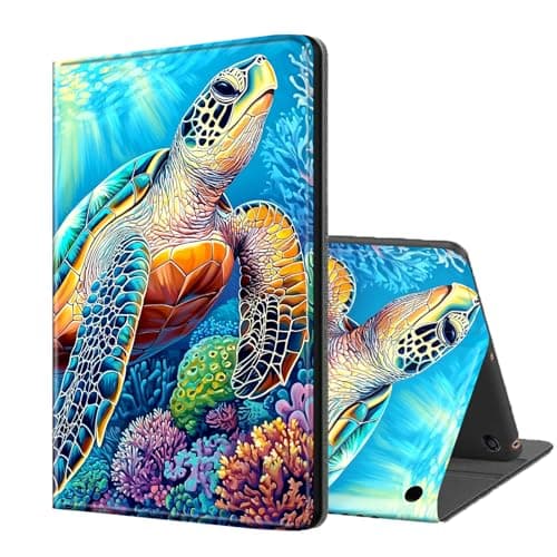 ETLKJVBL for Fire HD 10 Tablet Case (13th/11th Generation, 2023/2021 Release), Auto Sleep/Wake, Majestic Sea Turtle Multiple Angles Viewing Folio Stand Case for Fire HD 10 Tablet 2023