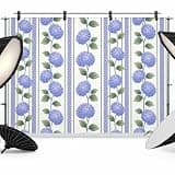 Blue Purple Flowers Backdrop 12x8ft Farmhouse Country Hydrangea Striped Photography Backdrop Photoshoot Background Tapestry Banner for Birthday Baby Shower Decoration Party Video Photo Studio Props