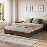 Garvee Full Wood Bed Frame, Low Bed Frame with Wave Edge, Wooden Bed Frame No Headboard, Noise-Free Design, No Box Spring Needed, Easy Assembly