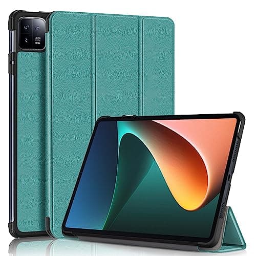 HurrayA Case for Xiaomi Mi Pad 6/6 Pro 2023 11.2 inch Tri-Fold Smart Tablet Case,Ultra Slim Lightweight Stand Case Hard PC Back Shell Folio Case Cover,Auto Sleep/Wake Tablet Case(Dark Green)