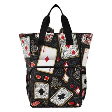 SPRIPORT Card Clover Swirls Black Diaper Bag Backpack for Baby Boys Girls Baby Travel Tote with Stroller Straps & Bottle Storage Maternity Baby Changing Bags for Dads Moms Hiking Shopping Traveling