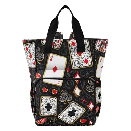 SPRIPORT Card Clover Swirls Black Diaper Bag Backpack for Baby Boys Girls Baby Travel Tote with Stroller Straps & Bottle Storage Maternity Baby Changing Bags for Dads Moms Hiking Shopping Traveling