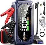 YaberAuto 4500A Car Battery Jump Starter with Air Compressor & Gloves, Car Jumper Starter Portable with 150PSI Tire Inflator, 12V Jump Box (9L Gas/8L Diesel) Jumper Cables, 18W Fast Charge 600LM Light