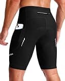 Bikewa Men's 4D Padded Cycling Shorts with Zipper Pockets Reflective Bike Biking Bicycle Shorts for Men(Black,M)