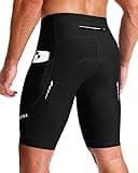 Bikewa Men's 4D Padded Cycling Shorts with Zipper Pockets Reflective Bike Biking Bicycle Shorts for Men(Black,L)