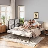 IMBSRBED 79"x59" Folding Bed with 13CM Memory Mattress and Headboard, Queen Size Double Portable Bed for Adults, Roll Away Foldable Beds on Wheels,Hideaway,Save Space