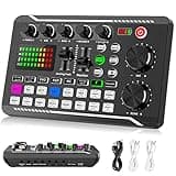 Facmogu F998 Live Sound Card Audio Mixer, Podcast Audio Interface with DJ Mixer Effects, Voice Changer with Sound Effects for PS4 PS5 Karaoke Tiktok YouTube Live Streaming Record Gaming