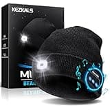 KEZKALS Gifts for Men LED Bluetooth Beanie Hat Camping Hiking Accessories, Gifts for Men Who Want Nothing, Cool Gadgets Anniversary Birthday Gift for Dad Husband Him Boyfriend, Cool Gadgets Black