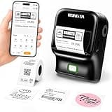 Rongta Bluetooth Label Maker Machine, Thermal Label Printer Easy to Use for Office, Home, Business, Came with 1 Roll 2x1.18 inch White Label(Black)