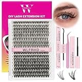 WLFRHD Lash Clusters Kit 320 Pcs D Curl DIY Natural Wispy Lashes Eyelashes Clusters Eyelash Extension Kit with Eyelash Bond and Seal, Remover & Tweezers (30D+40D, Mix9-16mm Kit)