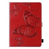 Folio Cover for iPad Air 13" M4 2026 M3 M2, iPad Pro 12.9" 6th/5th/4th/3rd Gen - Techcircle Butterfly Embossed Slim Folding Stand Magnetic Wallet Case with Card Slots, Burgundy