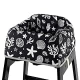 Mamatepe Reusable Baby High Chair Cover with Strap Pads & 2-Point Harness, Waterproof Portable Seat Cover for Restaurant Travel Home, Black