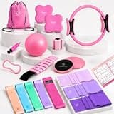 Pilates Kit for Women 20-in-1, Pilates Equipment Set with 14.5"Pilates Ring, Resistance Bands, Pilates Ball, Ankle Weights, Exercise Sliders, Grip Socks & Knee Pads For Yoga, Complete Home Workout Set