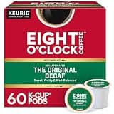 Eight O'Clock Coffee The Original Decaf, Single-Serve Keurig K-Cup Pods, Medium Roast Coffee Pods, 60 Count
