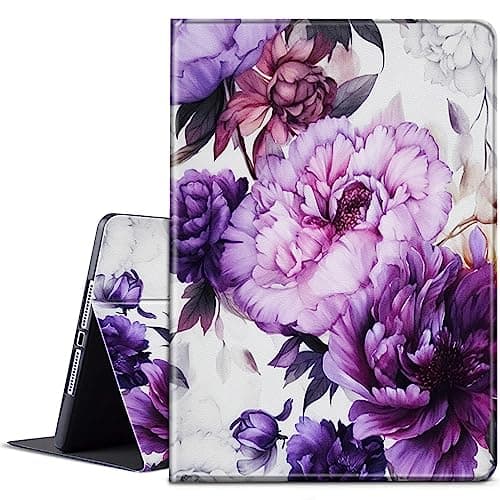 BPQOJB for Galaxy Tab S8 Case Galaxy Tab S7 Case with Adjustable Stand & Auto Wake/Sleep Feature Smart Protect Cover for Samsung Galaxy Tab S8/S7 11 inch - Purple Flowers