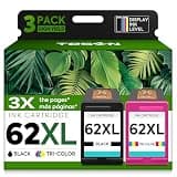 62XL Ink Cartridges Replacement for HP 62 XL Ink Cartridge Combo Pack for HP62 HP62XL with Printer Envy 7640 7645 5660 5540 OfficeJet 5740 5741 8040 OfficeJet 200 250 258 Series (Black Color, 2-Pack)