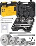 TGFTGF 19PCS Concrete Hole Saw Kit, 30/40/65/80/100mm Hole Saw Kit, Alloy Steel, Silver, Industrial, 300mm SDS Plus & SDS Max Bit & Dust Bag, Suitable for Stone, Brick, Cement, Tile,Wall Drilling