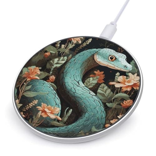 Snake and Flower Wireless Charger 10W Fast Charging Pad Anti-Slip Qi Certified Wireless Charging Pad Charging Station Portable Phone Charger for All Wireless Charging Smartphone