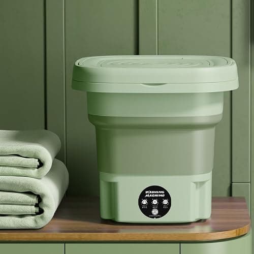 8L Portable Washing Machine with Spin Dryer, 2-in-1 Foldable Mini Machine & Touchscreen One-Button Operation Small Washing Machine for Baby Clothes, Underwear, Camping, Dorm, Apartments,Mint green