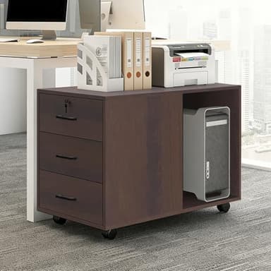 OQTUHWM Mobile File Cabinet, Small Rolling Filing Cabinet for Under The Desk, Printer Desk Stand with Storage, with 3 Drawers, for Home Office Bedroom Entryway
