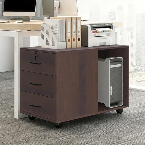 OQTUHWM Mobile File Cabinet, Small Rolling Filing Cabinet for Under The Desk, Printer Desk Stand with Storage, with 3 Drawers, for Home Office Bedroom Entryway