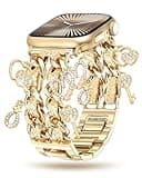 Aniaboho Metal Designer Bracelet Compatible with Apple Watch Bands for Women 44mm 45mm 46mm 49mm 42mm(S3 2 1), Chain Pendant iWatch Bands for Apple Watch SE 3 2 1 Series 11 10 9 8 7 6 5 4 3 2 1 Gold
