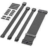Sirlyr Black PSU Extension Cable Kit, Metallic Sheen Braided Sleeved Cables, 34cm 12VHPWR 16-Pin Pcie 5.0 GPU Extension, 24-Pin ATX & 8-Pin EPS for RTX 50/40 Series, Custom PC Build