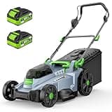 40V Cordless Lawn Mower, 17-Inch Walk Behind Lawnmower with 2 x 20V 4.0Ah Battery, Brushless Motor, 6 Cutting Heights, 50L Grass Bag, for Garden/Patio/Yard/Lawn
