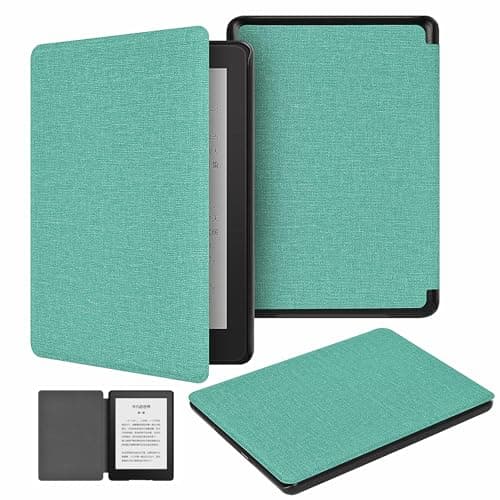 enoxboo Cloth Texture Case for Kindle Voyage 2014 Release 6 inch Slim PC Back with Magnetic and Auto Sleep Wake (Model No. NM460GZ)