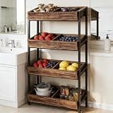 BIGTO Stable Wood Storage Organizer,Fruit Vegetable Storage Wine Rack Stand 29.2"*12.2"*55.2" Home Furniture