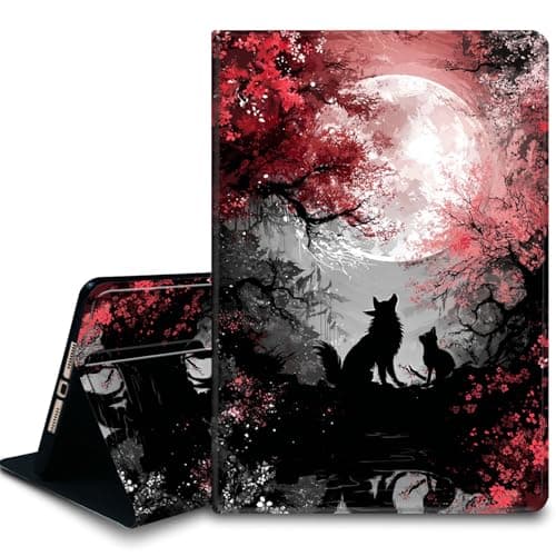 Bxgolkgd Tablet Case for 6.8" Kindle Paperwhite (11th Generation-2021) & Kindle Paperwhite Signature Edition,Auto Wake/Sleep Function,Red Moon Wolf