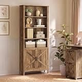 VASAGLE Liry Collection Farmhouse Bookshelf, 6-Tier Bookcase with Doors, Storage Cabinets, 24.8 x 10 x 70.7 inch, for Home Office, Living Room, Warm Brown ULBC134K101S