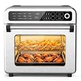 Electactic Air Fryer & Toaster Oven 19 QT, 12-in-1 functions, Air Fry, Broil, Keep Warm, Bake, Defrost, Ouchscreen Controls, Nonstick & 75-450℉, Dishwasher-Safe Accessories, Stainless Steel
