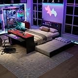 Full Size Gaming Daybed with Trundle - Desk & LED Light