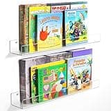 NIUBEE 24-Inch Acrylic Kids Floating Bookshelves, 2-Pack, Wall Mounted Clear Shelves for Kids' Growing Book Collections in Nurseries/Bedroom/Playrooms