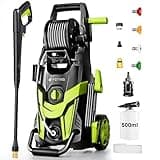 Pressure Power Washer 4800PSI with 4 Quick Connect Nozzles,Inlet Hose & Filter, Foam Cannon for Cars/Fences/Driveways/Patios/Home, Yellow