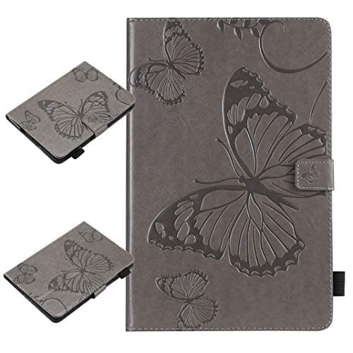 Yiizy Tablet Case for Samsung Galaxy Tab A 8.0 (2018) T387 Flip Case, Butterfly Leather PU Slim Fit Stand Folding Protective Cover ID & Credit Card Slots Pockets Magnetic Strap Wallet Pouch (Gray)