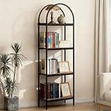 Garvee Arched Bookshelf 4 Tier,Arched Display Racks,Tall Standing Bookshelves with Metal Frame,Modern Open Storage Shelf Display Rack for Bedroom, Living Room, Home Office