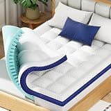 BEDELITE King Dual Layer 4 Inch Memory Foam Mattress Topper, 2 Inch Soft Pillow Top Mattress Pad Cover and 2 Inch Gel Memory Foam for Pressure Relief, 2-in-1 Design for Comfort & Support