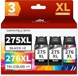 AURASKY 275XL 276XL Ink Cartridges Replacement for Canon 275 and 276 Ink Cartridges for Cannon Ink PG-275 CL-276 Combo Pack Work with PIXMA TS3522 TR4720 TS3500 TS3520 TR4722 (2 Black, 1 Tricolor)