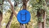 ARAW Shamanic Drum Bag, Handmade Cotton Frame Drum Case, Backpack Straps, Front Pocket, Blue (16 Inches Diameter X 6 Inches Depth)