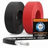 8 AWG Solar Panel Wire 2x100 FT, 1500V DC PV Wires, 10mm² Ultra Flexible 80 Strands Aluminum Alloy Solar Extension Cable, TUV Certified Photovoltaic Wire for RV, Marine, Off-Grid System (Black & Red)