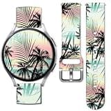20mm Silicone Sport Band Compatible with Samsung Galaxy Watch 6/5/4/Classic/Active 2, Breathable Sweatproof Fitness Strap for Men Women, Quick Release Wristband, Tropical summer palms